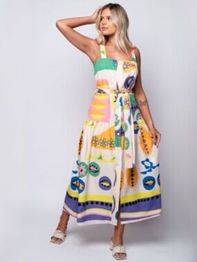 ZARA Cotton Multicolor MIDI Dress